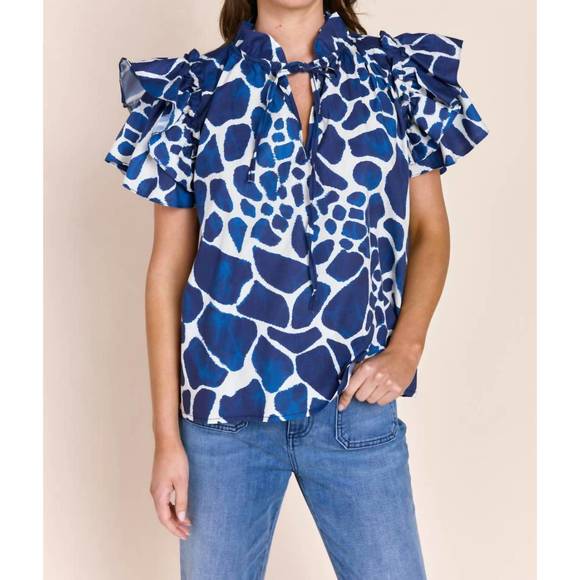SOFIA COLLECTIONS Tops - NEW SOFIA COLLECTIONS kata blouse in giraffe blue